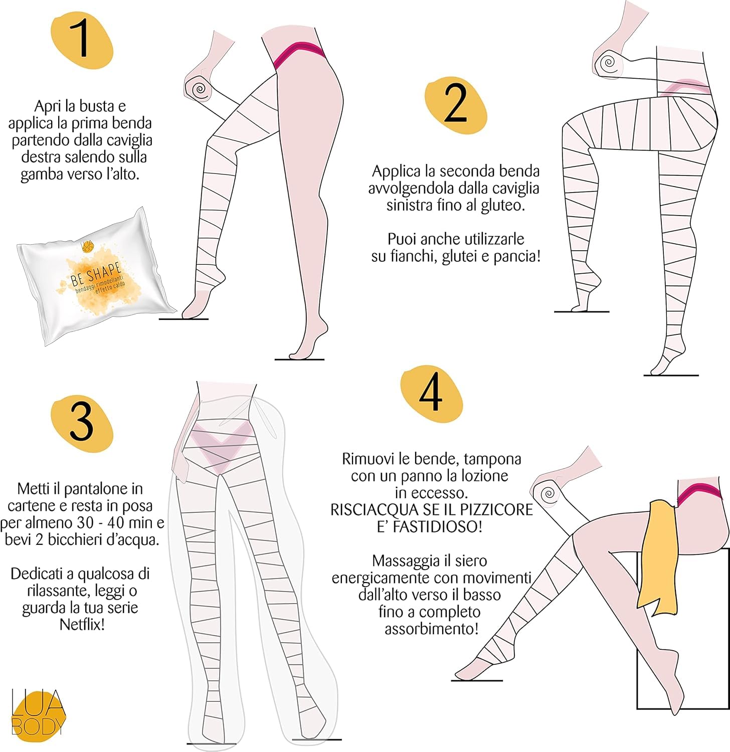 Lua Body Be Shape Bende Corpo 3 Pezzi Effetto Caldo