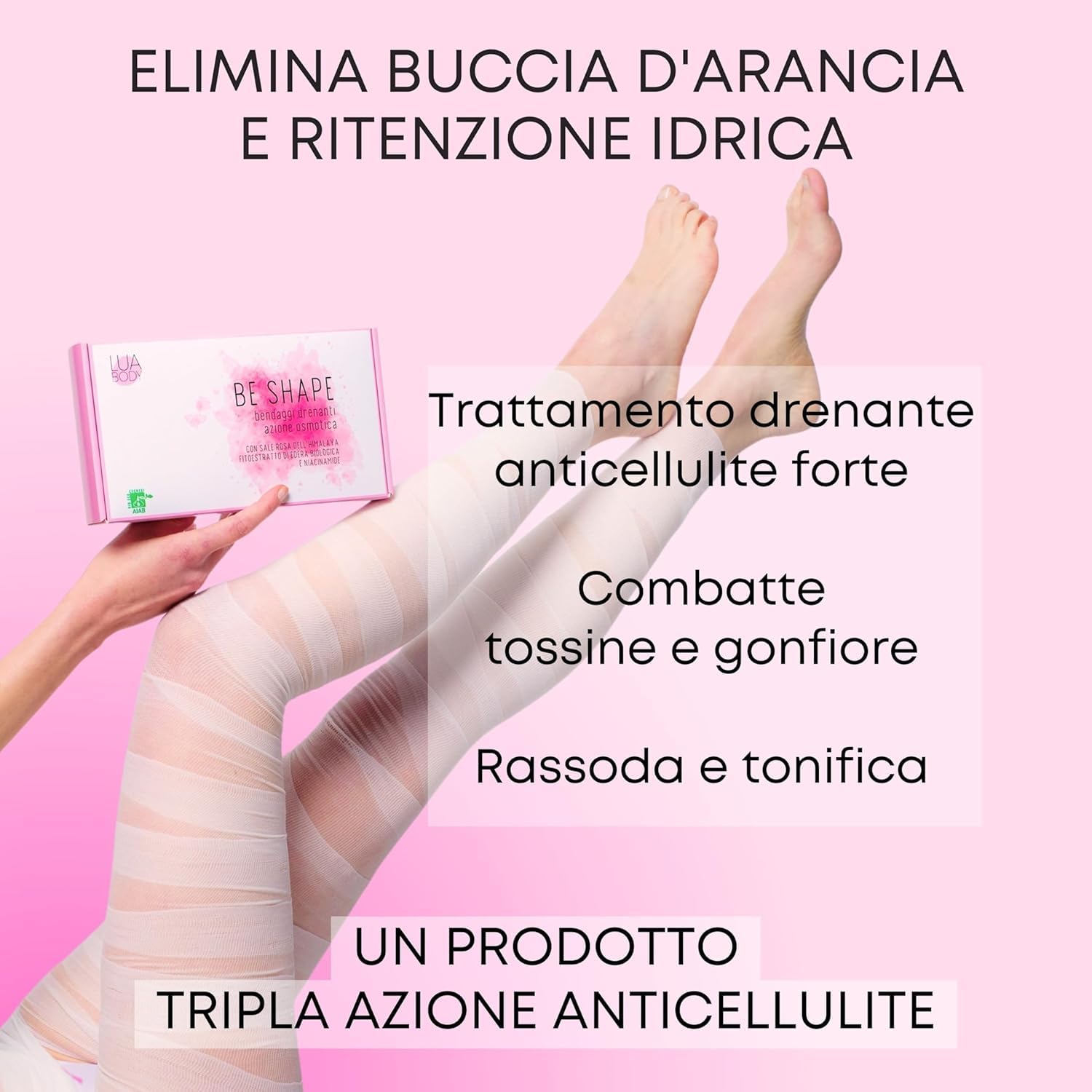 Lua Body Be Shape kit 3 bendaggi drenanti sale rosa gambe