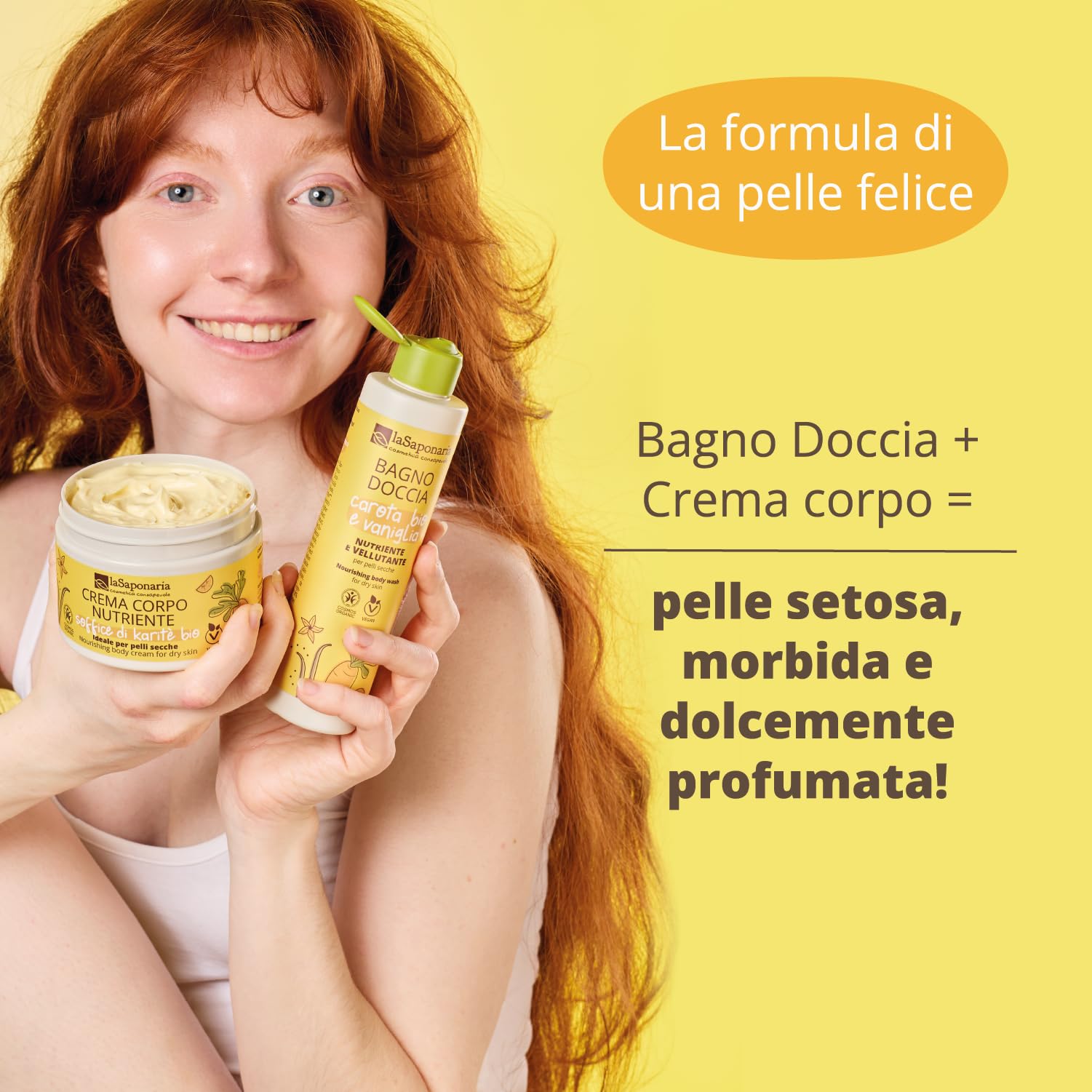 La Saponaria Soffice di Karitè Crema Corpo Carota e Vaniglia 180 ml