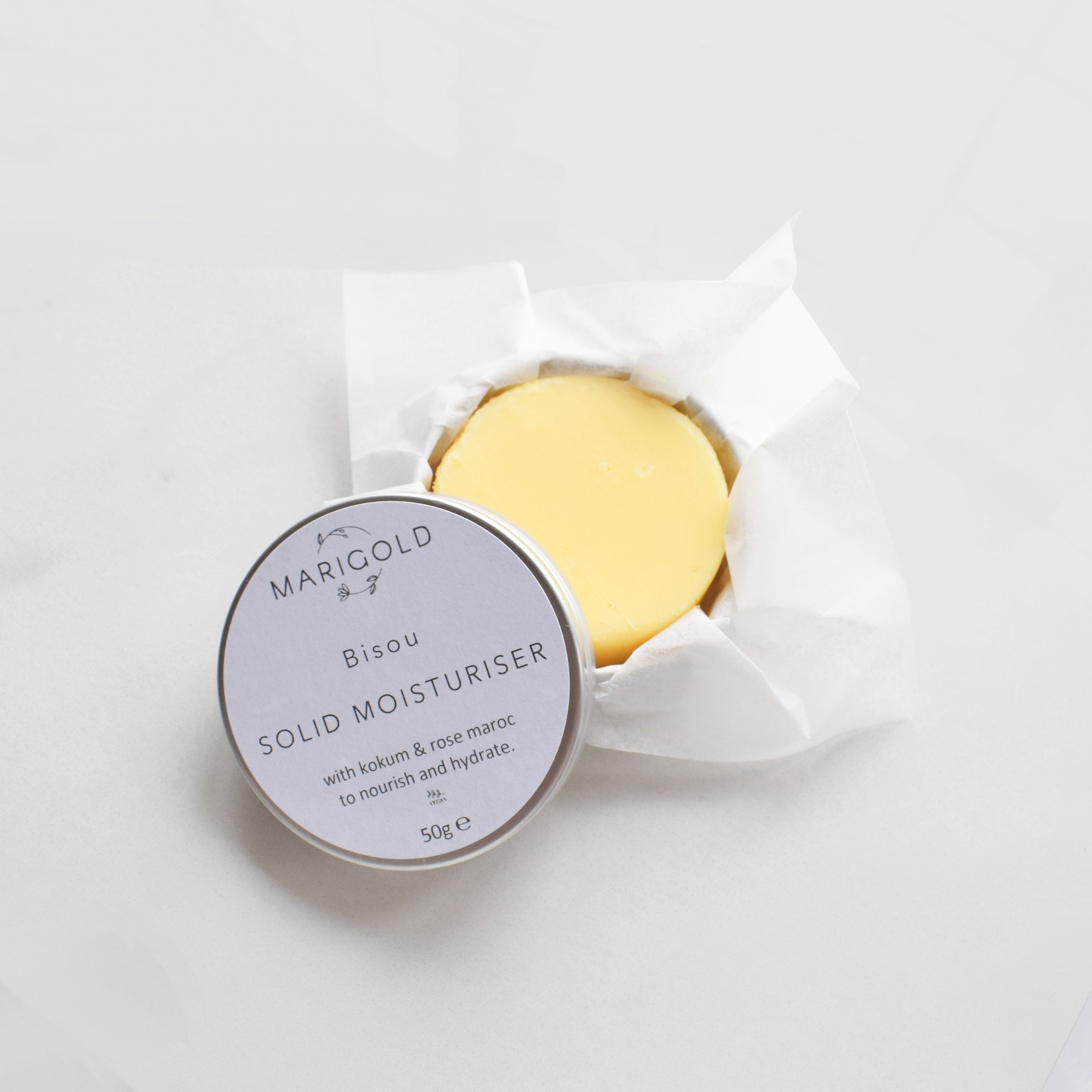 Marigold Charms crema corpo solida burro karitè barattolo latta