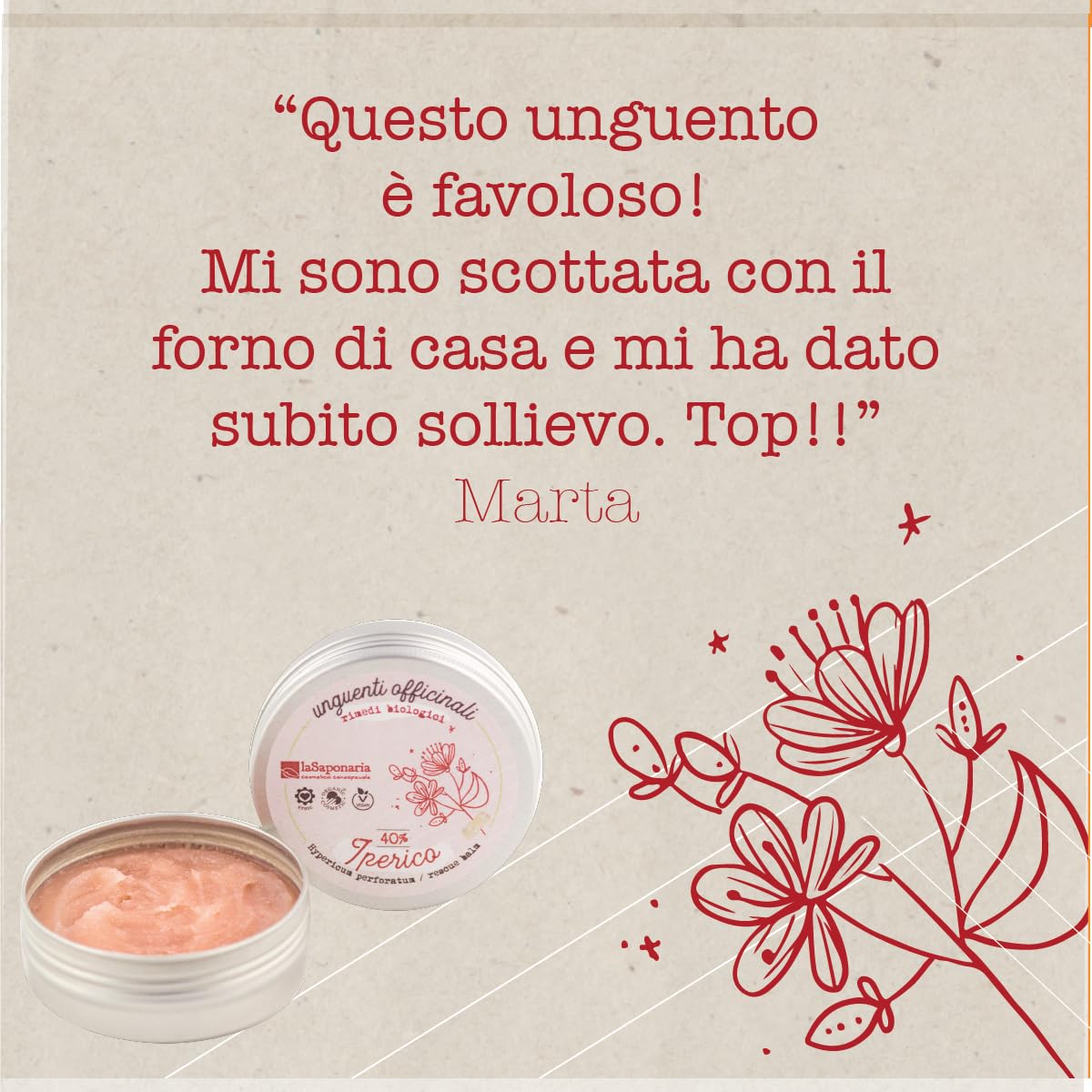 La Saponaria Iperico 40% unguento 50 ml lenitivo